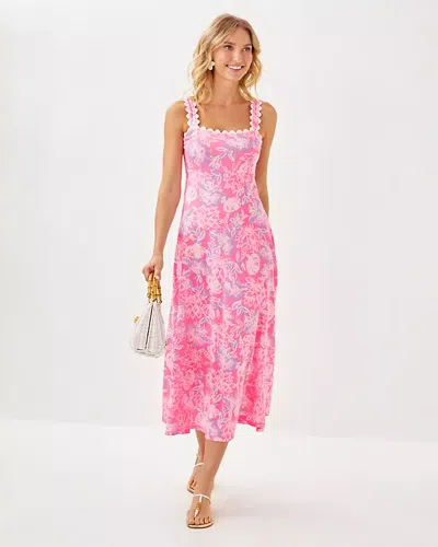 Lilly Pulitzer Dwyer Midi Dress In Rousseau Pink Zen Garden