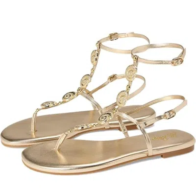 Lilly Pulitzer Dylann Sandals Women's Gold Metallic Ankle Strap Hawk2672