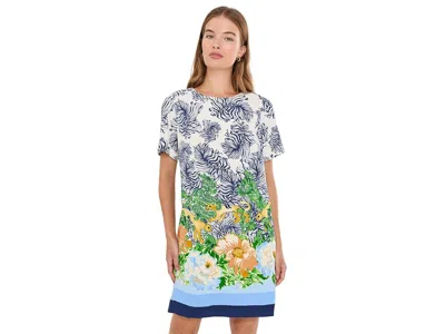 Lilly Pulitzer Edita Short Sleeve Shift Women's Dress Rutabaga Sympeony Engineered Woven Shift: 4, Polyester In Multi