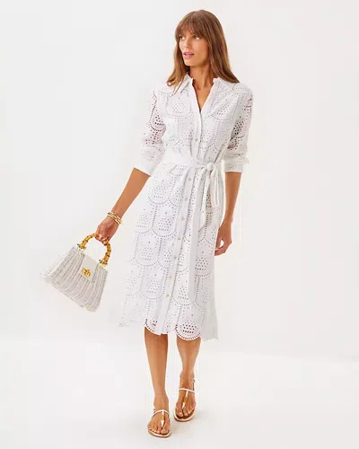 Lilly Pulitzer Eira Midi Shirtdress In Resort White Pineapple Tile Eyelet
