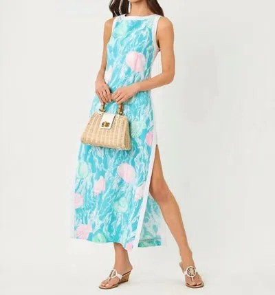 Lilly Pulitzer Eleanora Maxi Shift Romper In Capri Blue Oversized Shelden In White
