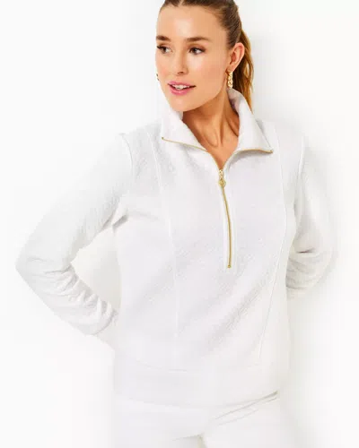 Lilly Pulitzer Eleni Pullover In Resort White Butterfly Quilted Knit