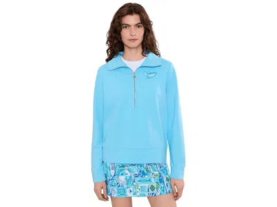 Lilly Pulitzer Eleni Pullover Women's Sweatshirt Multi Florida Travel Poster Embroidery: Md In Blue
