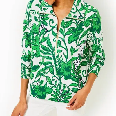 Lilly Pulitzer Eleni Upf 50+ Pullover In Fiddle Leaf Green Escape Plan
