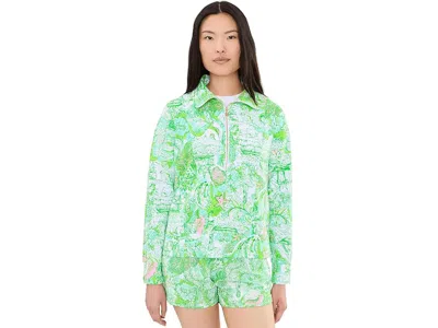Lilly Pulitzer Eleni Upf 50+ Pullover Women's Sweater Resort White Ship To Shore: Lg In Green
