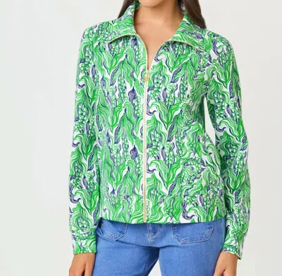 Lilly Pulitzer Eleni Zip-up Sweatshirt In Putting Green Lilly Of The Valley