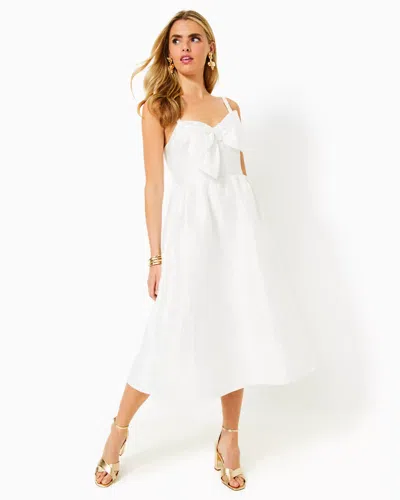 Lilly Pulitzer Ellara Jacquard Midi Bow Dress In Coconut Leaf An Impression Jacquard