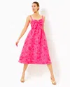 Lilly Pulitzer Ellara Jacquard Midi Bow Dress In Passion Fruit Pink Leaf An Impression Jacquard