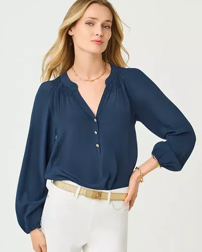 Lilly Pulitzer Elsa Silk Top In Blue