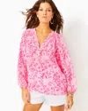 Lilly Pulitzer Elsa Silk Top In Conch Shell Pink Flamingle Garden