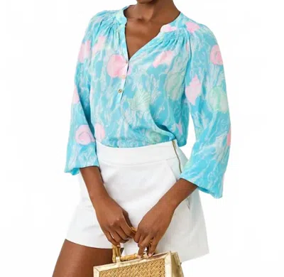 Lilly Pulitzer Elsa Silk Top In Capri Blue Shelden