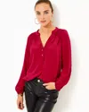 Lilly Pulitzer Elsa Silk Top In Malbec Red