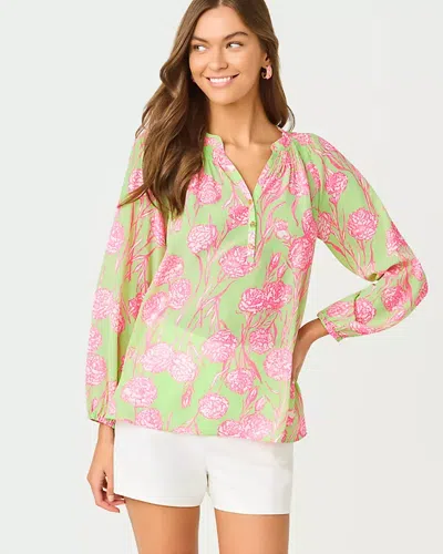 Lilly Pulitzer Elsa Silk Top In Pistachio Macaron Alina In Multi
