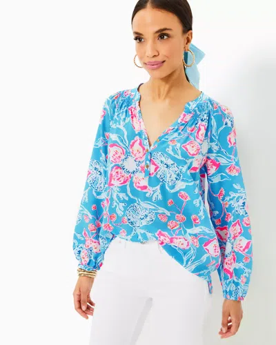 Lilly Pulitzer Elsa Silk Top In Multi Bahamian Rhapsody