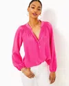Lilly Pulitzer Elsa Silk Top In Passion Fruit Pink