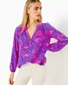 Lilly Pulitzer Elsa Silk Top In Passion Fruit Pink Wild Nights