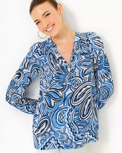 Lilly Pulitzer Elsa Silk Top In Resort White Give It A Whirl