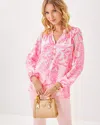 Lilly Pulitzer Elsa Silk Top In Rousseau Pink Glisten In The Sun