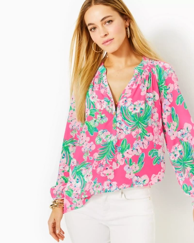 Lilly Pulitzer Elsa Silk Top In Roxie Pink Worth A Look