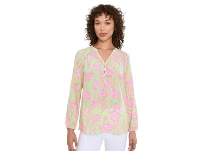Lilly Pulitzer Elsa Top Women's Blouse Pistachio Macaron Alina: 2xs (women's 00) In Multi