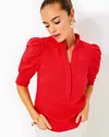 Lilly Pulitzer Elsey Knit Top In Rococo Red Wavy Knit Jacquard In Rococo Red Wavy Knit Jacquard