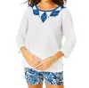 Lilly Pulitzer Elyn Beaded Linen Top In Resort White In Multi