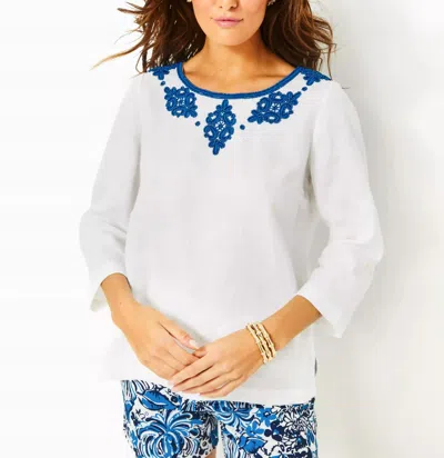 Lilly Pulitzer Elyn Beaded Linen Top In White