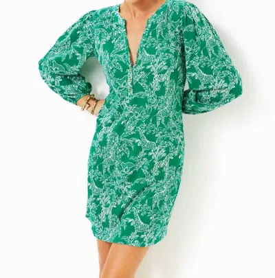 Lilly Pulitzer Emery Dress In Fiddle Leaf Green Safari Party