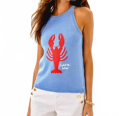 Lilly Pulitzer Emra Sweater Tank In Jacaranda Blue Lobster In Multi