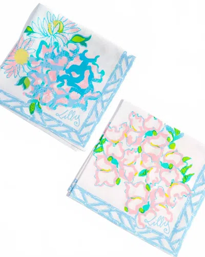 Lilly Pulitzer Engineered Dinner Napkins - 4 Variety Set In Multi Lilly Garden In Blue