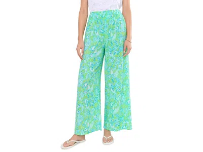 Lilly Pulitzer Enzo Pants Cover-up Women's Swimwear Day Dream Blue Throw Me A Line: Xs In Green