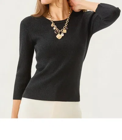 Lilly Pulitzer Esli Three Quarter Sleeve Sweater In Black Metallic