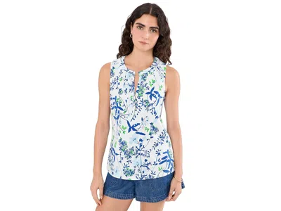 Lilly Pulitzer Essie Knit Top Women's T Shirt Resort White Sea Blooms: Xl In Blue