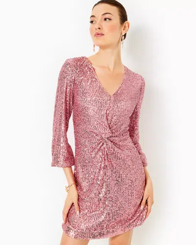 Lilly Pulitzer Estrella Sequin Dress In Conch Shell Pink Treasure Box Sequin Knit
