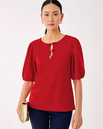 Lilly Pulitzer Ethenia Bow Knit Top In Red