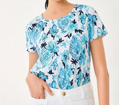 Lilly Pulitzer Etta Scoop Neck Top In Resort White/sea Shell Splendor In Multi