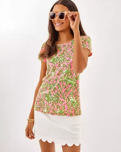 Lilly Pulitzer Etta Scoop Neck Top In Rousseau Pink Mane Character Energy