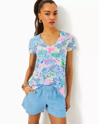 Lilly Pulitzer Etta V-neck Top In Multi Lilly Loves Marthas Vineyard