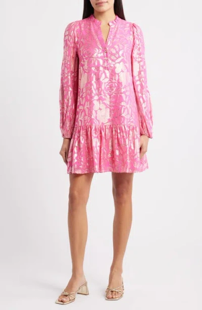 LILLY PULITZER LILLY PULITZER® EVALINE LONG SLEEVE SILK BLEND DROP WAIST DRESS