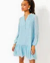 Lilly Pulitzer Evaline Silk Dress In Bonaire Blue Fish Clip Chiffon