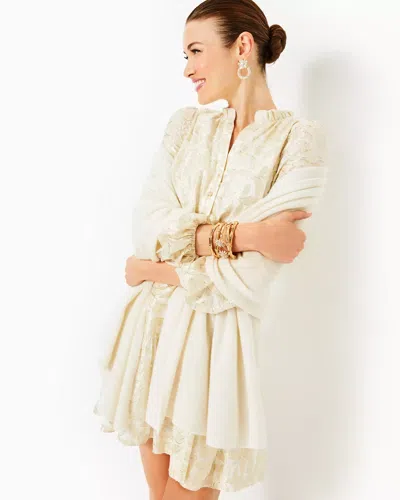 Lilly Pulitzer Evaline Silk Dress In Coconut Floral Bloom Silk Clip