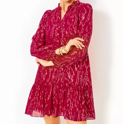 Lilly Pulitzer Evaline Silk Dress In Malbec Red Fish Clip Chiffon