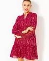 Lilly Pulitzer Evaline Silk Dress In Malbec Red Fish Clip Chiffon In Malbec Red Fish Clip Chiffon