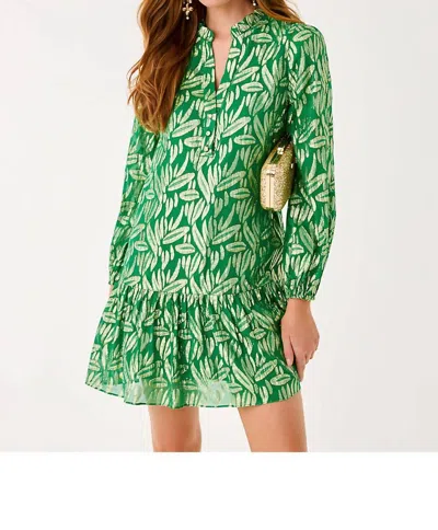 Lilly Pulitzer Evaline Silk Popover Dress In Bamboo Green Leafy Babe