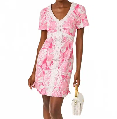 Lilly Pulitzer Evita Short Sleeve Stretch Shift Dress In Confetti Pink In Multi