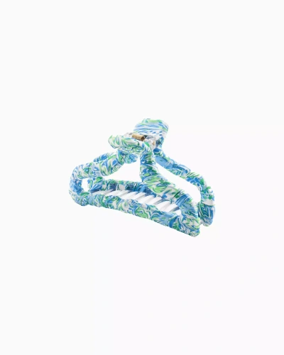 Lilly Pulitzer Fabric Wrapped Claw Clip In Hydra Blue Dandy Lions
