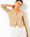 Lilly Pulitzer Fairley Cashmere Cardigan In Heathered Sand Bar Metallic