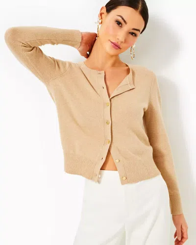 Lilly Pulitzer Fairley Cashmere Cardigan In Heathered Sand Bar Metallic