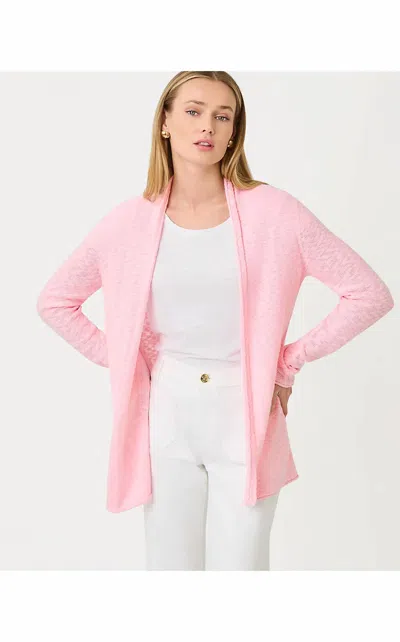 Lilly Pulitzer Faretta Long Cardigan In Pink Muse In Animal Print