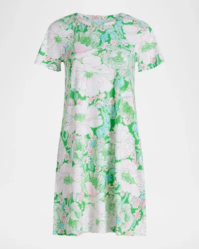 Lilly Pulitzer Floral Cotton Embellished Midi-dress In Putting Green Poppyland
